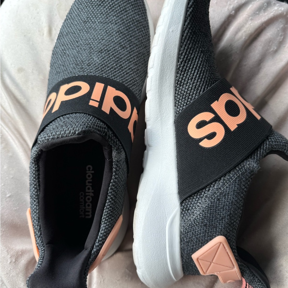 Adidas Womens Gray and Pink Slip-On Shoes 7.5